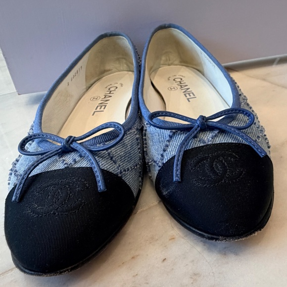 CHANEL Denim Quilted Ballet Flats 36 1/2 - Picture 2 of 10